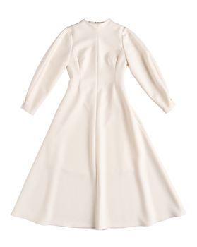 classic warm women's dress on white background