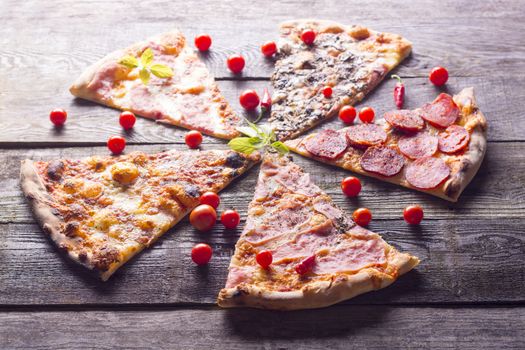 Italian food - pizza on wooden table