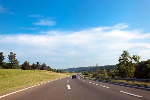 Highway Road through the middle of Serbia