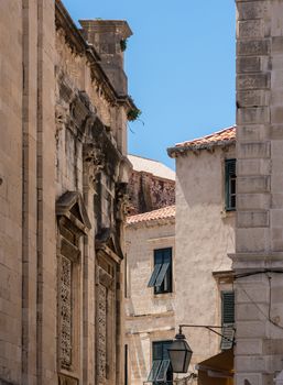 Narrow street in the old town of Dubrovnik in Croatia