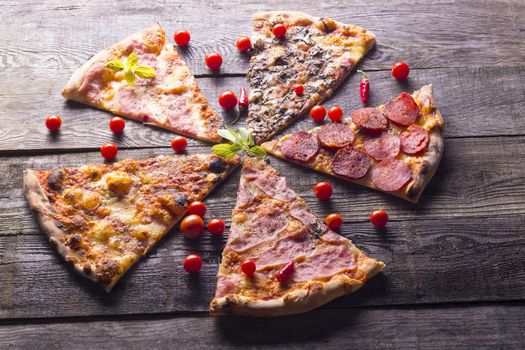 Italian food - pizza on wooden table