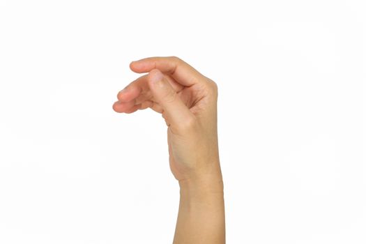 Relaxed  hand of a woman isolated on white background.