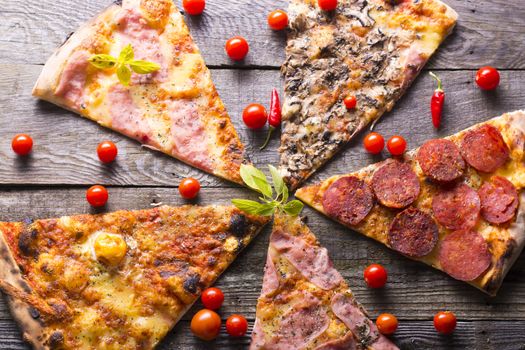 Italian food - pizza on wooden table