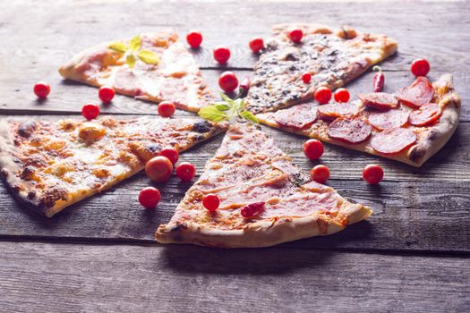 Italian food - pizza on wooden table