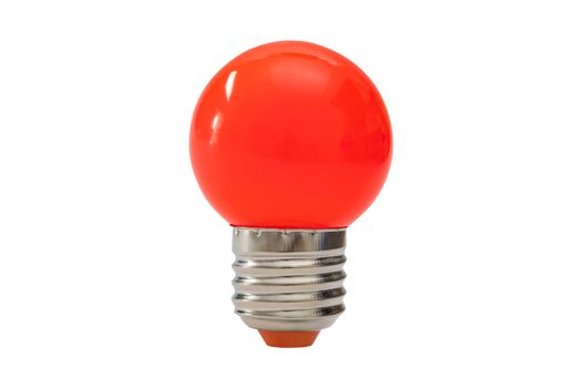 Red light bulb isolated on white background.