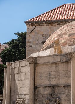 Detail of the Big Onofrio's fountain in the old town of Dubrovnik in Croatia