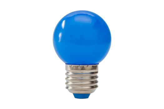 Blue light bulb isolated on white background.