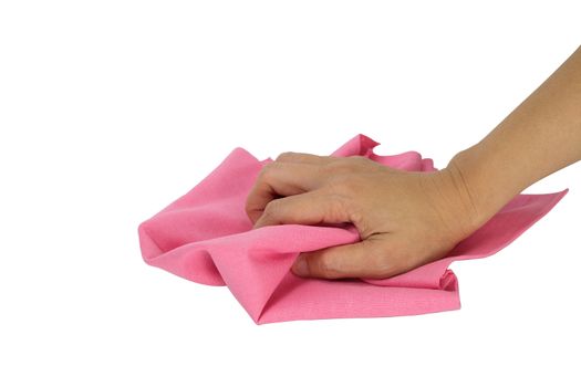 Hand holding a rag