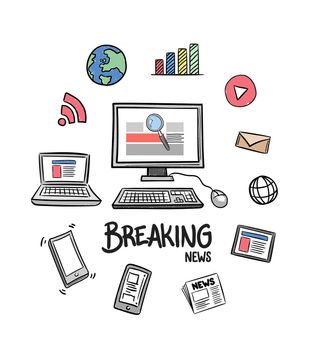 Digitally generated Breaking news concept vector