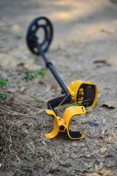 Metal detector equipment lay down on the floor