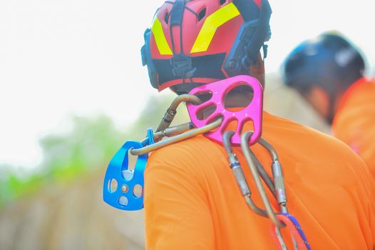 The climbing rescue team preparation