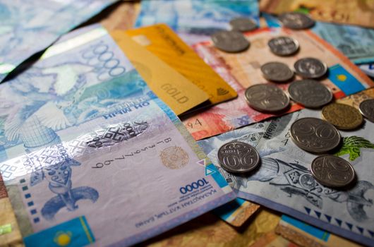 Tenge KZT. National currency of Kazakhstan, KZ. Exchange rate. Economy, development, business, Bank, broker.