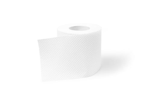 White tissue paper roll isolated on white background. With clipping path