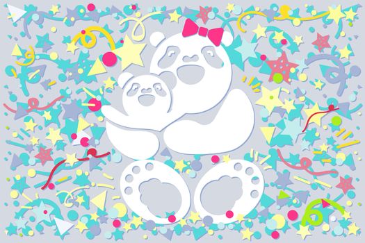 Mothers Day With Bear Family. Mother with child. Vector