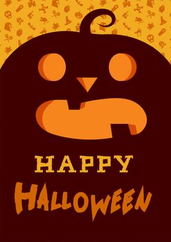 Happy Halloween Lettering with pumpkin. Trick or treat concept for print, fabric, greeting, card, banner, t-shirt. Poster with halloween text. Vector