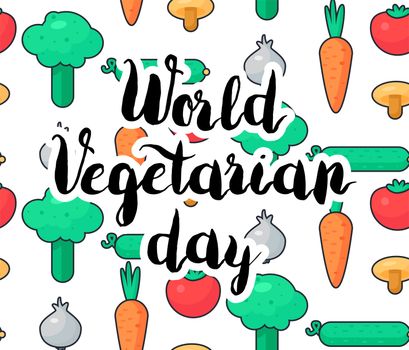 World Vegetarian Day Celebration Banner With Vegetables. Vector