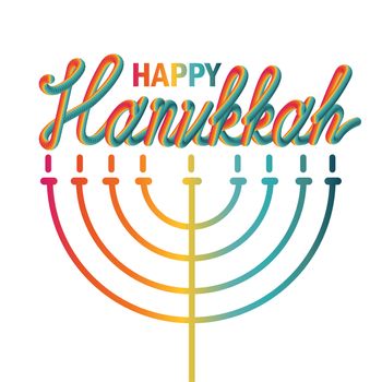 Hanukkah Greeting Banner With 3D Lettering Text. Vector
