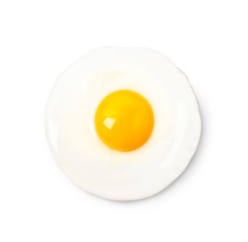 Fried egg isolated on white background closeup