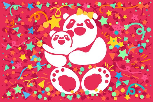 Mothers Day With Bear Family. Mother with child. Vector