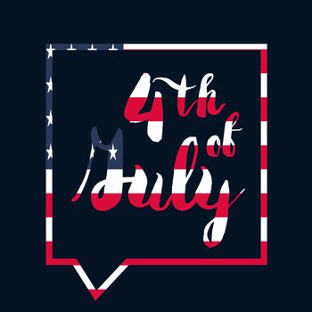 4th July USA Independence Day Celebration Banner. National American Greeting. Vector