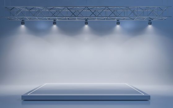 Spotlight background and lamp with stage. 3d rendering