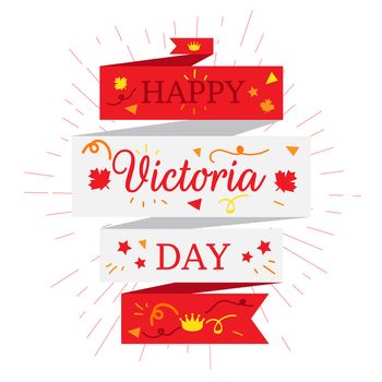 Happy Victoria Day Sticker And Banner With Royal Crown. Vector