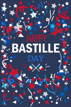 Happy Bastille Day Celebration Banner. France Independence Greeting. Vector