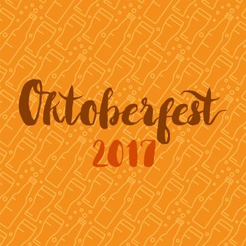 Oktoberfest Lettering. Beer festival handmade design element for badge, sticker, poster and print, t-shirt, apparel. Vector