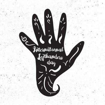 International Lefthanders Day Celebration Banner With Left Hand. Vector