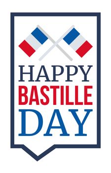 Happy Bastille Day Celebration Banner. France Independence Greeting. Vector