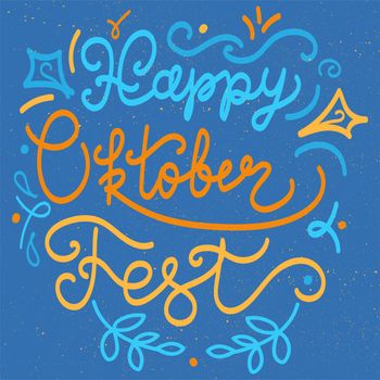 Happy Oktoberfest Lettering For Sticker, Print. Beer Festival Banner. Vector