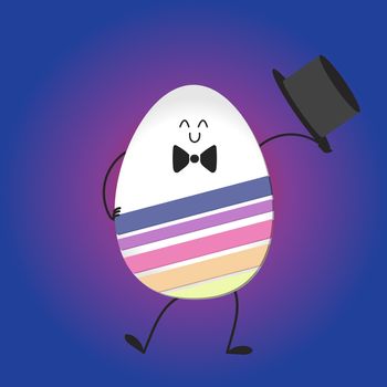 Happy easter with happy dancing egg. Vector