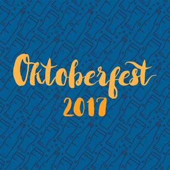 Oktoberfest Lettering. Beer festival handmade design element for badge, sticker, poster and print, t-shirt, apparel. Vector