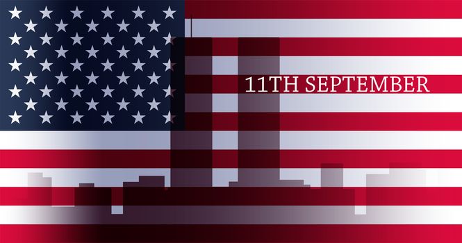 Patriot Day Banner. 11th September. We will never forget. Twins Tower. Vector