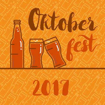 Oktoberfest Lettering. Beer festival handmade design element for badge, sticker, poster and print, t-shirt, apparel. Vector