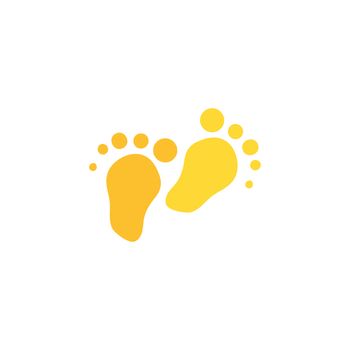 Footprint flat color illustration. Barefoot stamp. Human steps hand drawn vector design element