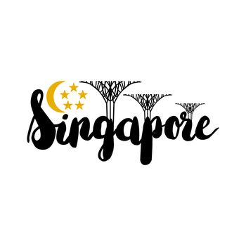 City Text. Singapore holiday stylish symbol with futuristic trees. Vector