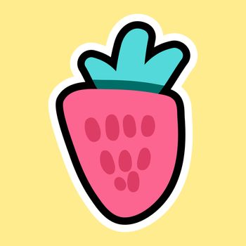 Vector strawberry in cartoon style. Isolated icon of strawberry or fresh fruit or berry with background