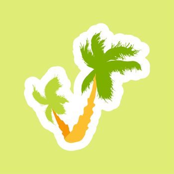 Tropical palms island. Nature sticker and patch. Tree symbol. Beach sign. Plant icon. Vector