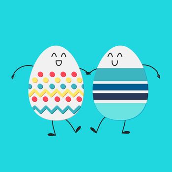 Happy easter with happy dancing egg. Vector