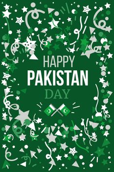 Pakistan Independence Day Celebration Banner With Flag. Vector