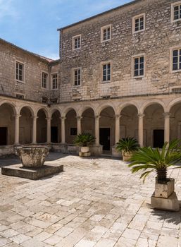 Courtyard in the Franciscan Monastery in the ancient old town of Zadar in Croatia