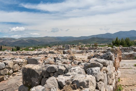 Massive boulders form the walls of the fortress and palace of Tiryns in Greece