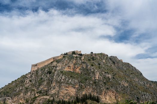 Hilltop fortress of Palamidi above the city of Nafplio in Greece