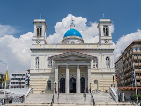 Entrance steps to the Greek Orthodox church of St Nicholas in Piraeus
