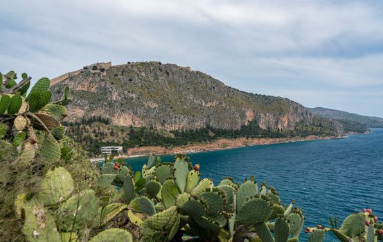 Hilltop fortress of Palamidi above the city of Nafplio in Greece