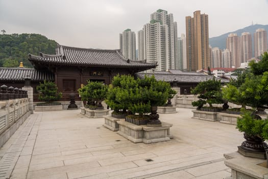 Temple in the Nan Lian Garden by Chi Lin Nunnery in Hong Kong