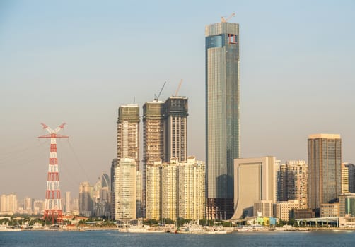 Panorama of the city skyline of Xiamen in China from the ocean