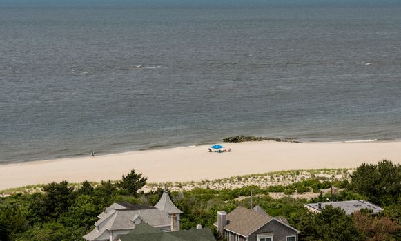 Empty beach scene on the coast at Cape May Point in New Jersey