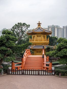 Temple in the Nan Lian Garden by Chi Lin Nunnery in Hong Kong